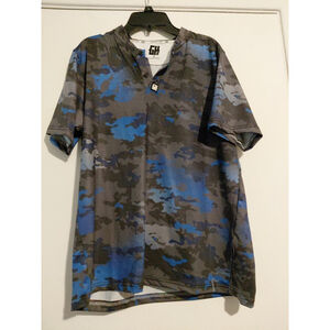 Men's Greater Half Golf Polo Shirt Navy Camo Size Medium Short Sleeve Polyester